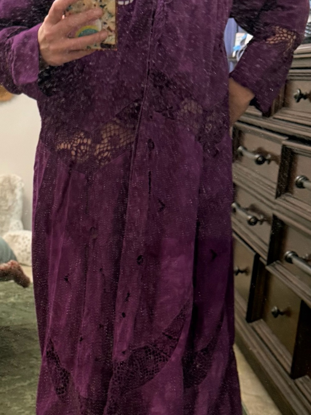 Li Ly Upcycled gorgeous Purple Bohemian Cutwork Panel jacket / tunic